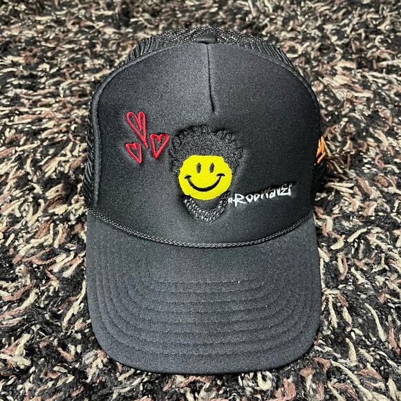 Rod Wave Smiley Face "Love 4 My Fans" Trucker Hat Summer Black SnapBack New - Picture 1 of 9